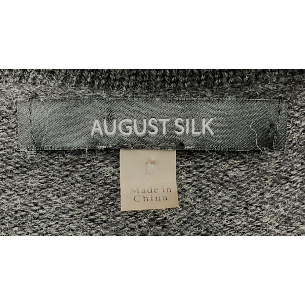 August Silk Gray Merino Wool Blend Sweater Cardigan Blazer Large - Picture 5 of 7